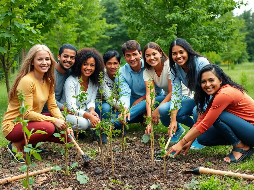 ACCAB members engaging with the local community during a conservation event, planting trees and educating residents about the importance of wildlife preservation.