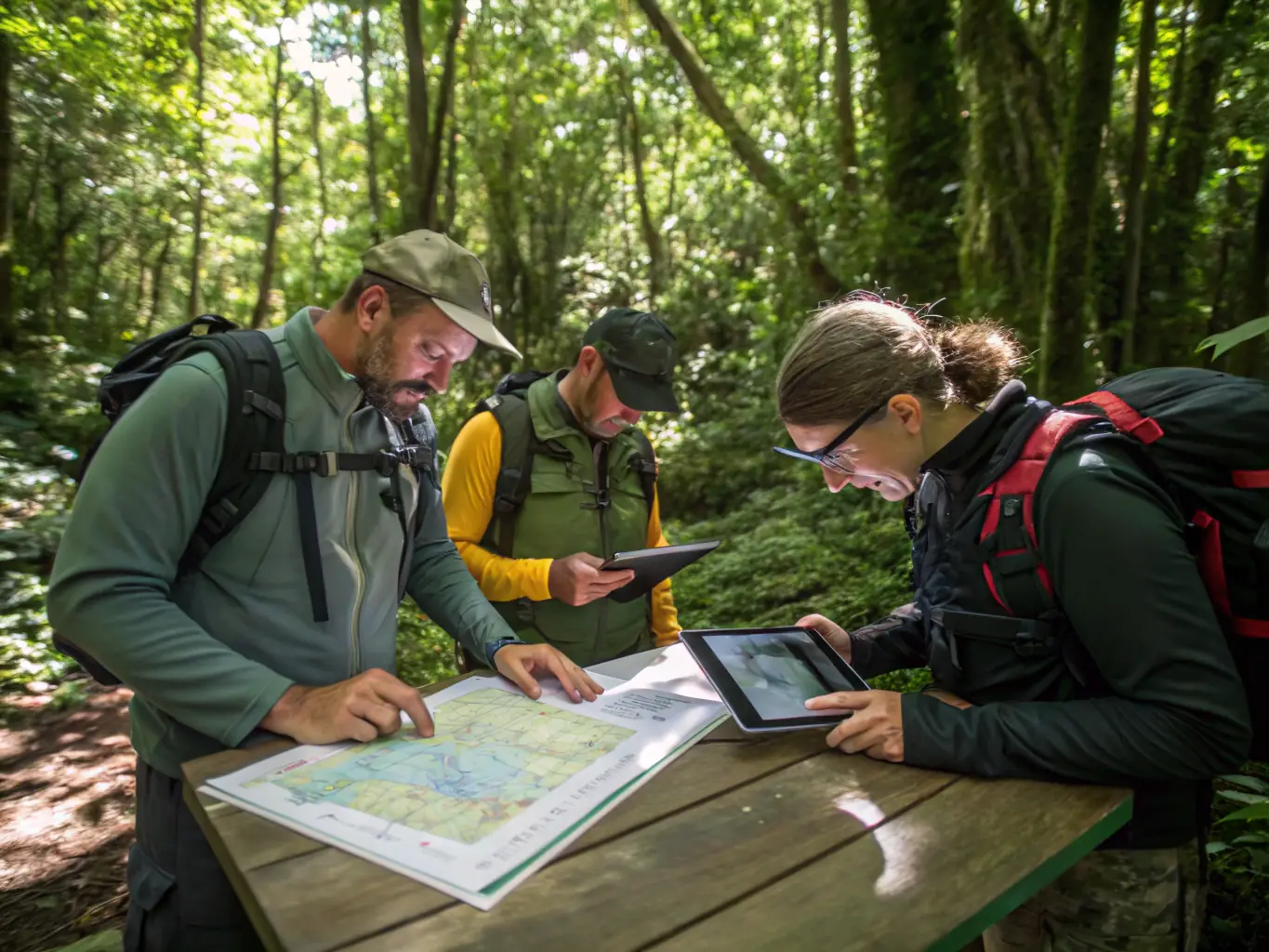 An ACCAB team working on a wildlife management project, monitoring animal populations and habitats in the Belcastel region, showcasing their dedication to preserving biodiversity.